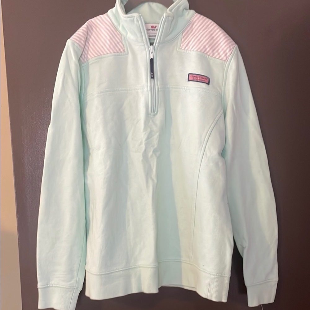 Vineyard Vines Kids Mint and Pink Quarter-Zip Jacket